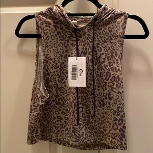 NWT Zyia Leopard Crop Hoodie